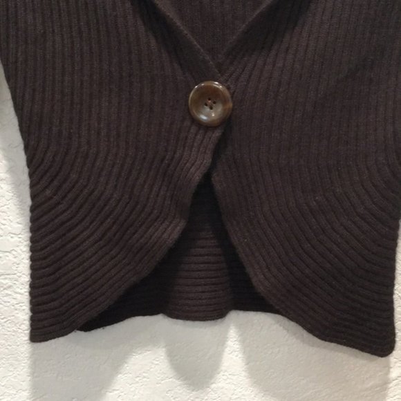 TALBOTS Women’s Cashmere Silk Blend Petites Cardigan Knit Tulip Hem Button Brown - Picture 3 of 13